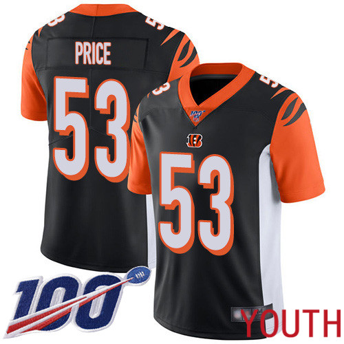 Cincinnati Bengals Limited Black Youth Billy Price Home Jersey NFL Footballl #53 100th Season Vapor Untouchable->youth nfl jersey->Youth Jersey